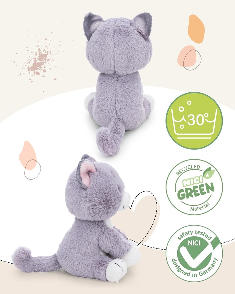 PELUCHE GATO GRIS SENTADO 25CM.
