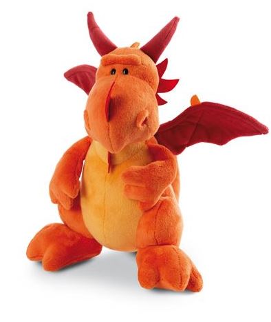 PELUCHE DRAGON NARANJA SENTADO 30CM.