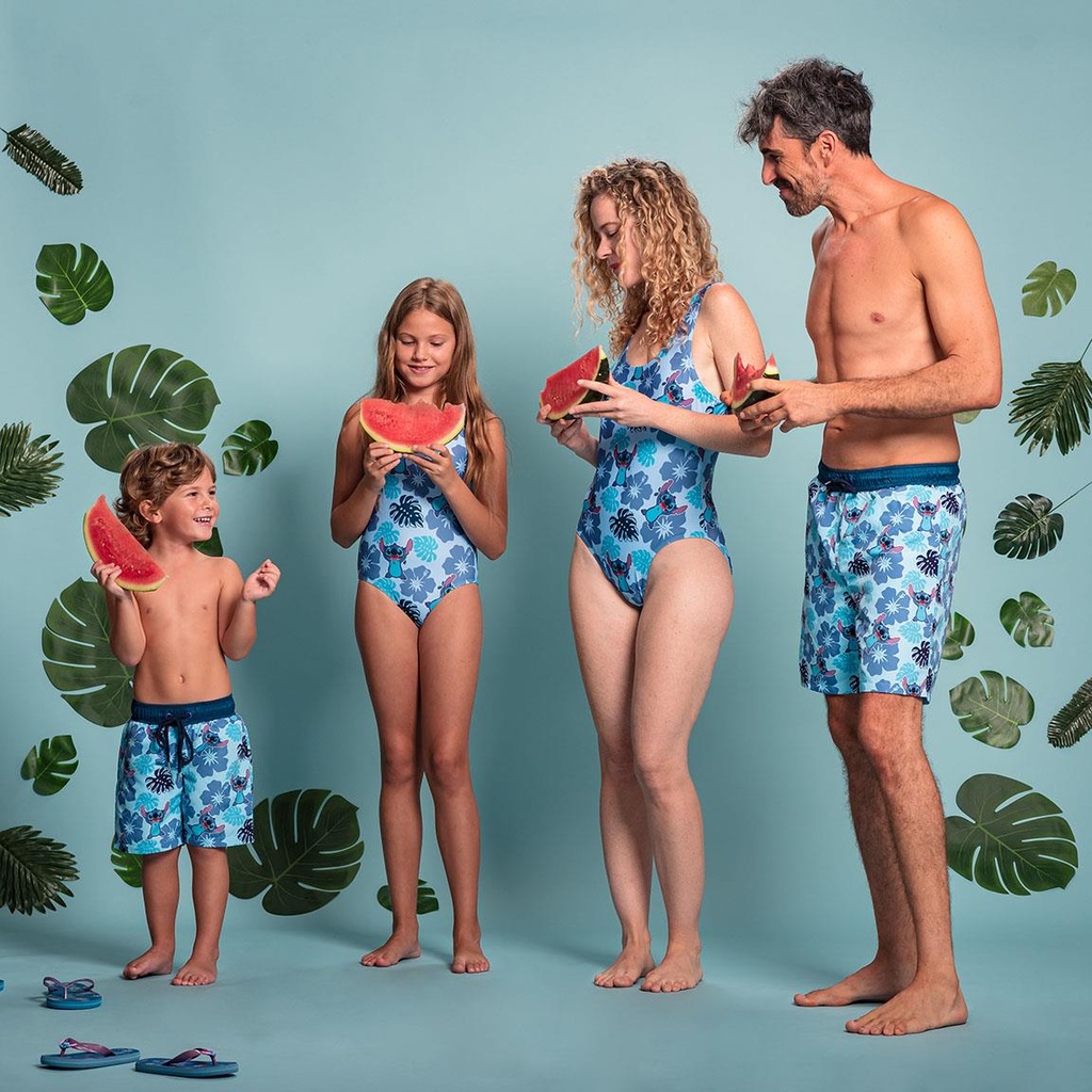 BERMUDA BAÑO STITCH AZUL T.8