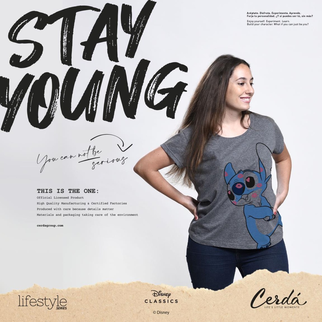 CAMISETA STITCH GRIS T.L