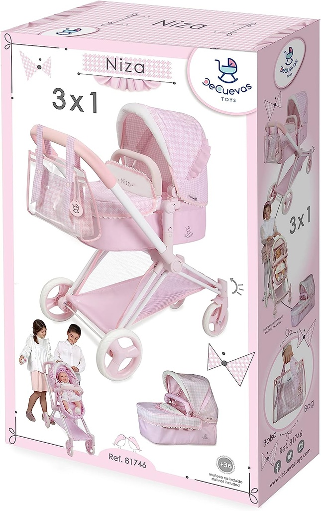 COCHE MUÑECAS NIZA 3x1