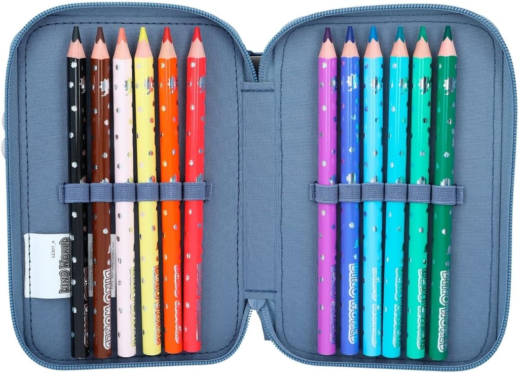 ESTUCHE DOBLE AZUL DINO WORLD