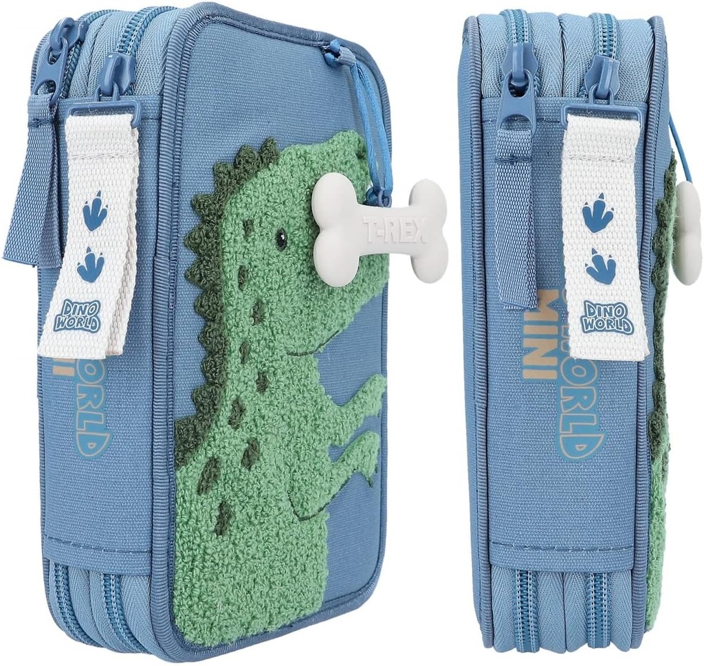 ESTUCHE DOBLE AZUL DINO WORLD