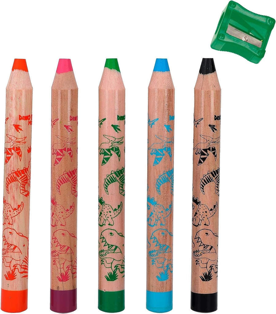 LAPICES COLORES C/SACAPUNTAS DINO WORLD