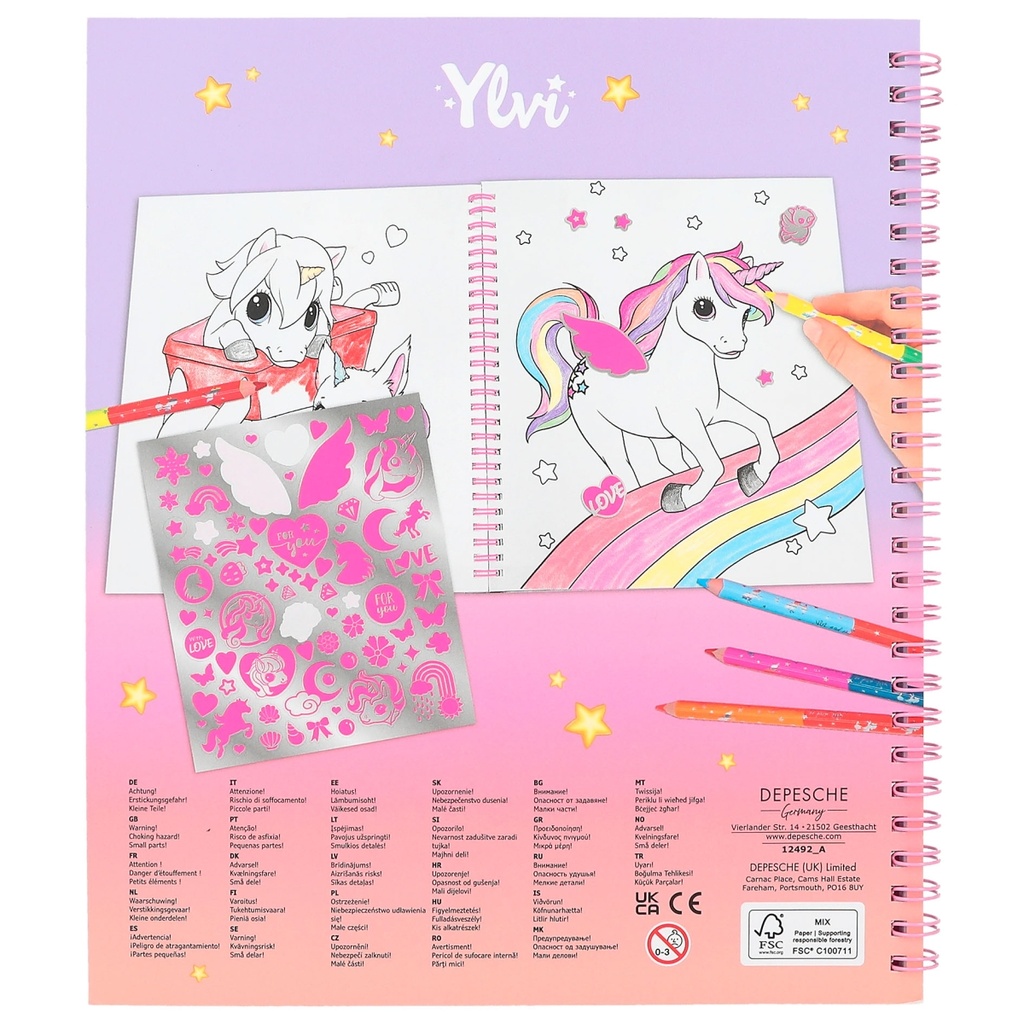 LIBRO COLOREAR UNICORNIO Y LENTEJUELAS YLVI