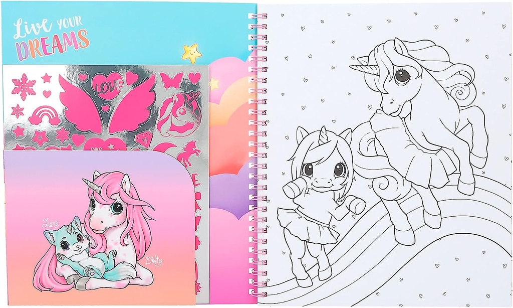 LIBRO COLOREAR UNICORNIO Y LENTEJUELAS YLVI