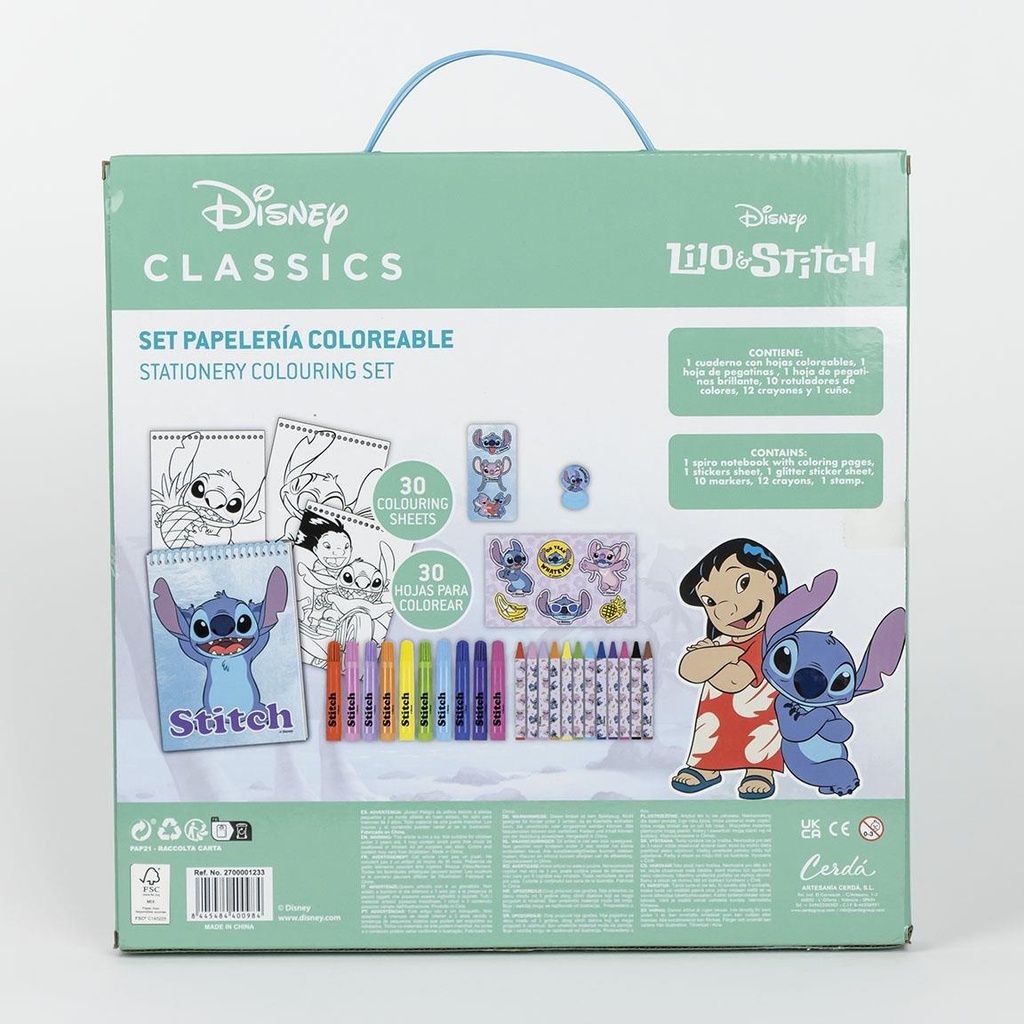 SET PAPELERIA STITCH COLOREABLE