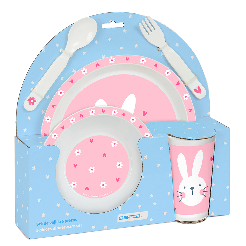 SET PLATOS,CUBIERTOS,VASO BUNNY