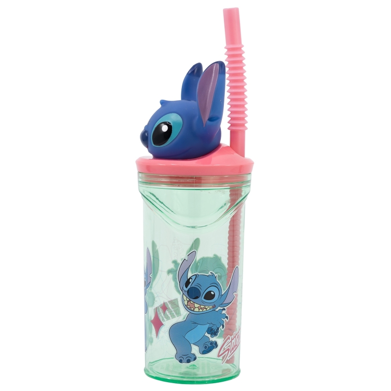 VASO C/PAJITA STITCH 3D 360 ML.