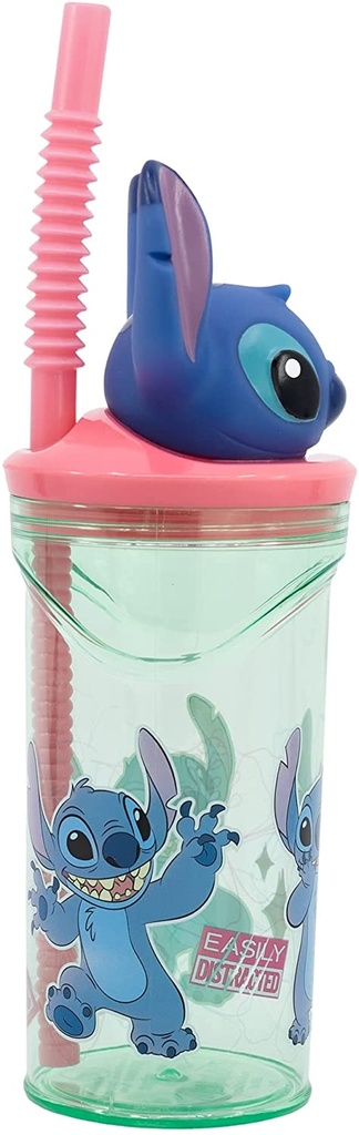 VASO C/PAJITA STITCH 3D 360 ML.