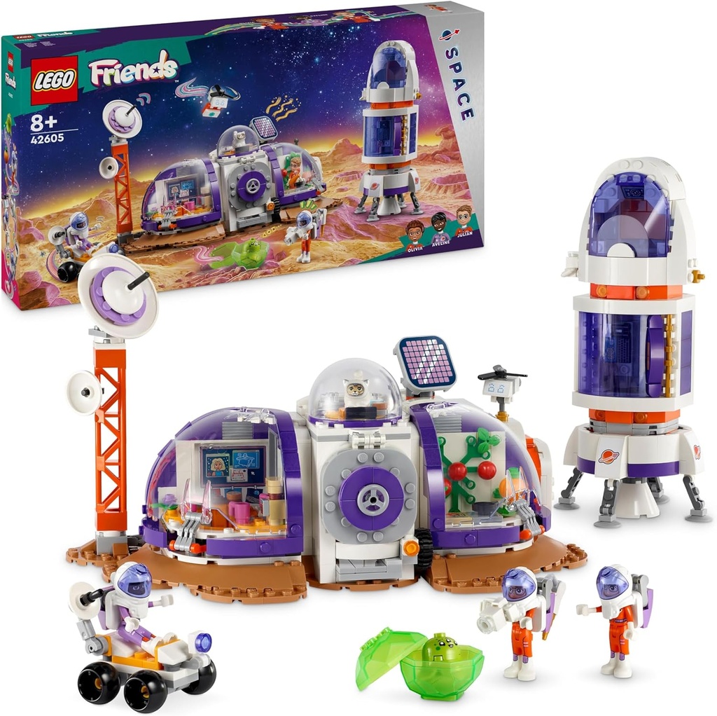 BASE ESPACIAL DE MARTE Y COHETE