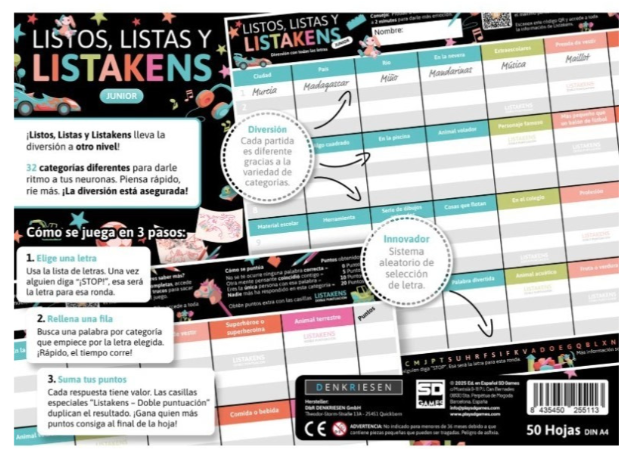 LISTOS LISTAS Y LISTAKENS JR.