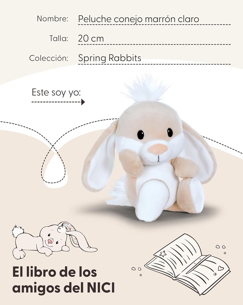 PELUCHE CONEJO MARRON 20 CM.