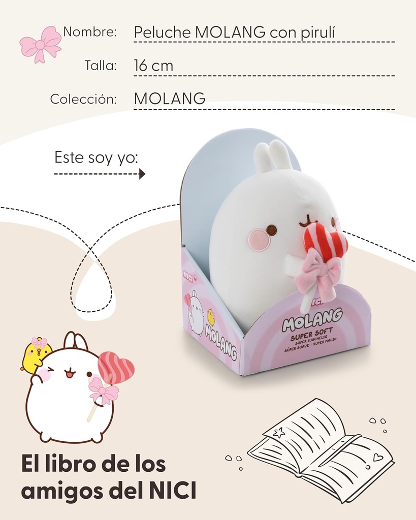 PELUCHE MOLANG C/PIRULETA 16 CM.