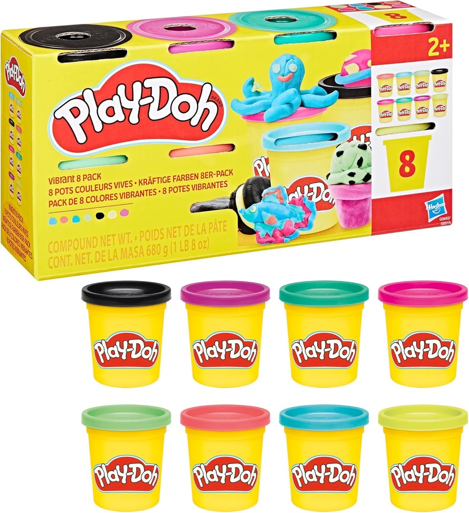 PLAYDOH PACK 8 BOTES COL.VIVOS