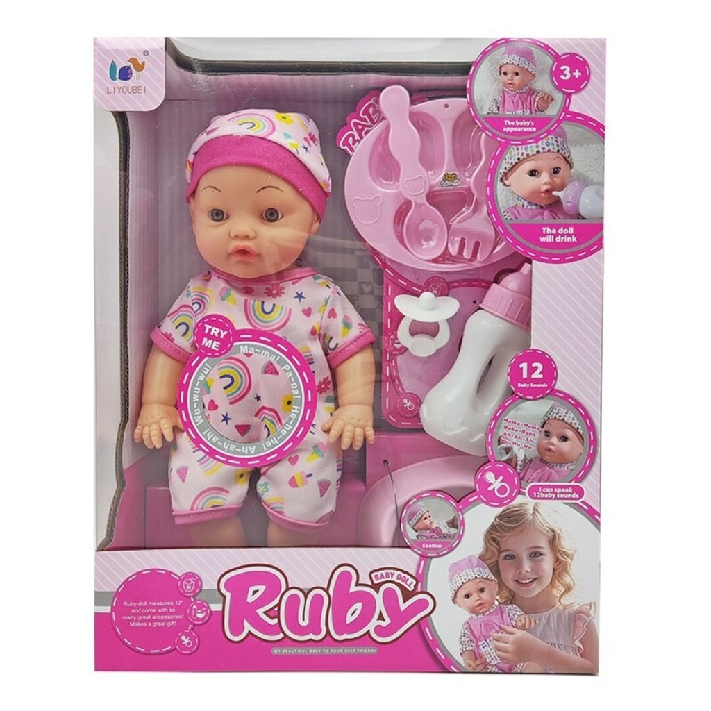 BEBE ROSA 30 CM. SON.Y ACC.