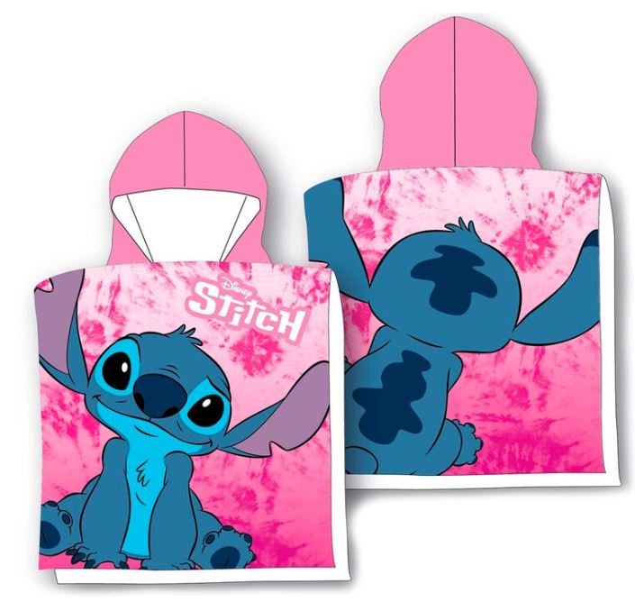 PONCHO STITCH ROSA 50x100 CM.