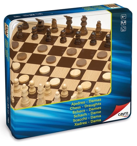 [19370751] AJEDREZ/DAMAS MAD.CAJA MET.