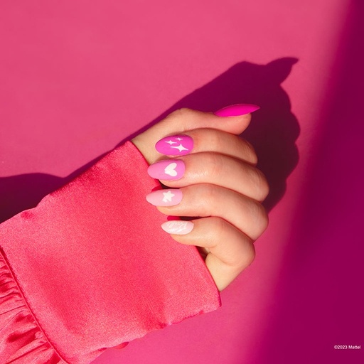 [00801667] BARBIE PEGATINAS P/UÑAS ROSA V.