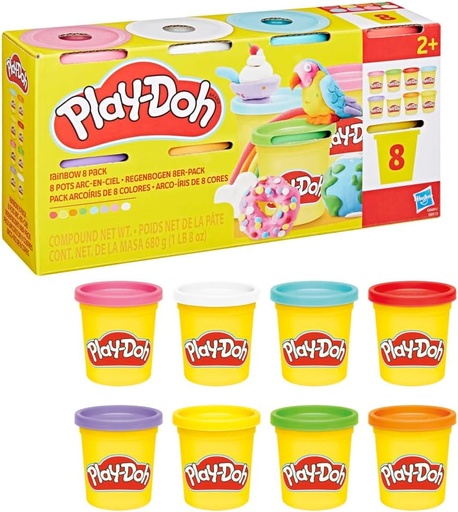 [25528779] PLAYDOH PACK 8 BOTES ARCOIRIS